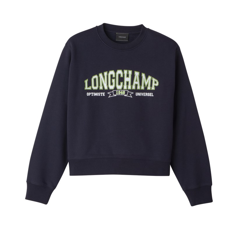 Navy Longchamp Sweatshirt - Jersey Women Tops & Blouses | 163472MNK