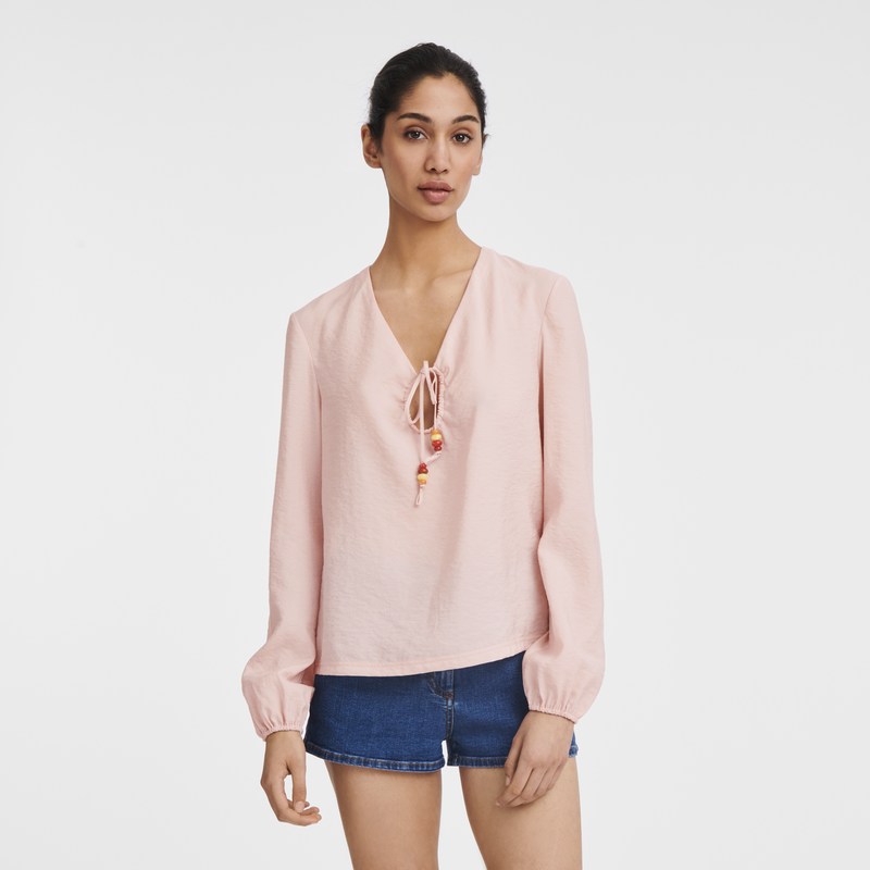 Nude Longchamp Blouse - Crepe Women Tops & Blouses | 103492YUN