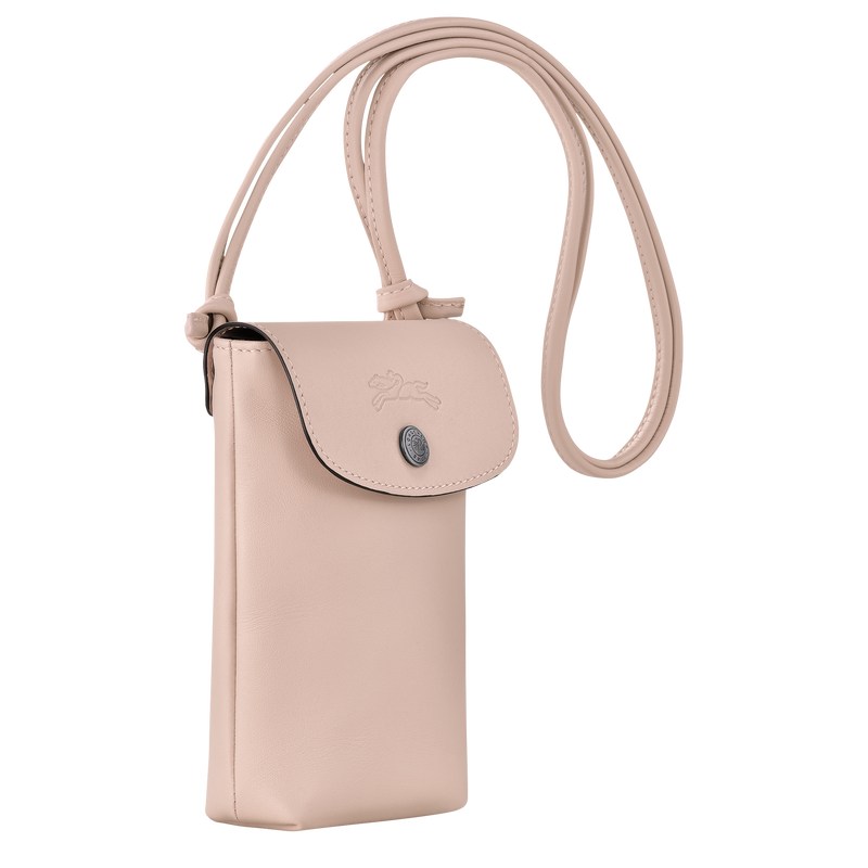 Nude Longchamp Le Pliage Xtra Phone case with leather lace - Leather Women Pouches & Cases | 932456IOA