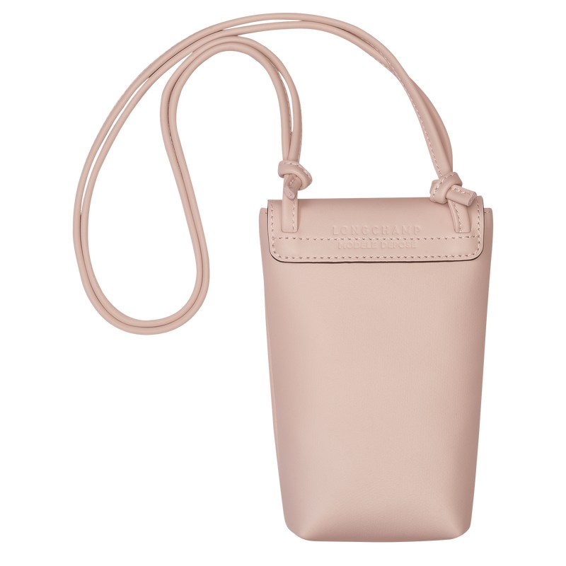 Nude Longchamp Le Pliage Xtra Phone case with leather lace - Leather Women Pouches & Cases | 932456IOA