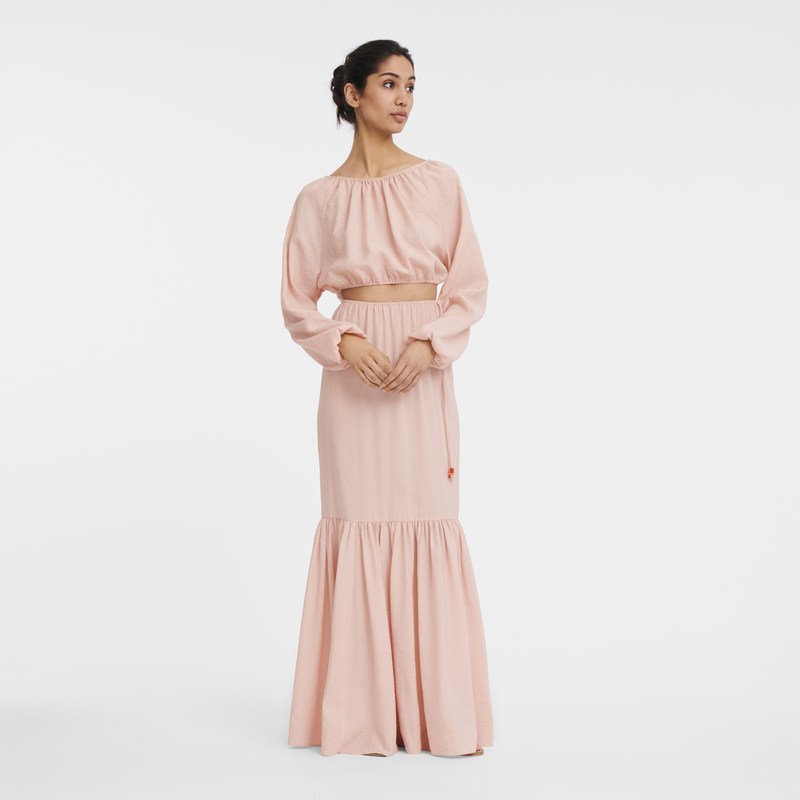 Nude Longchamp Long skirt - Crepe Women Dresses & Skirts | 156498WEF