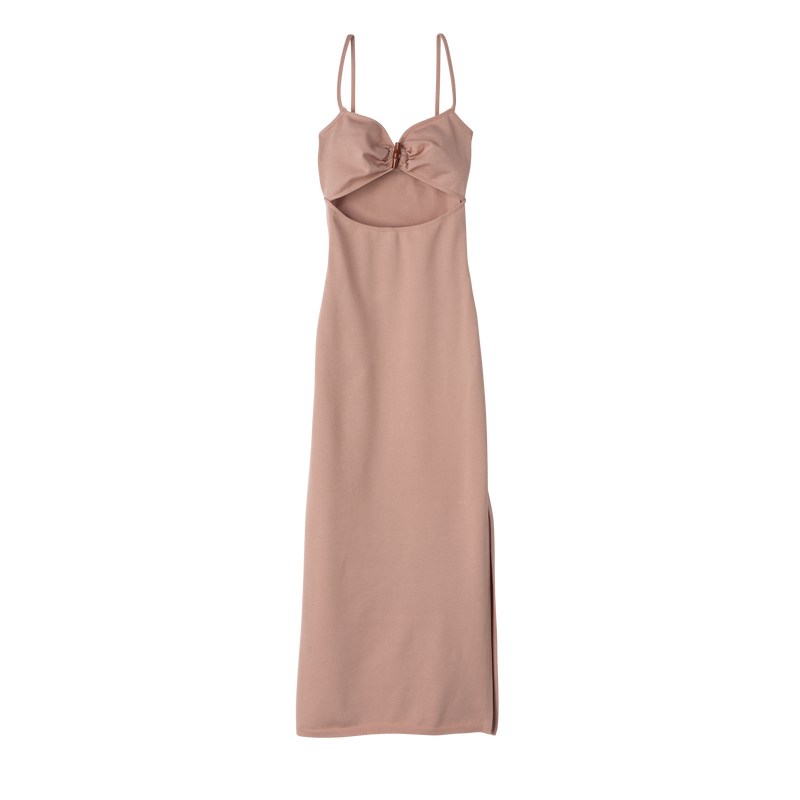 Nude Longchamp Midi dress - Knit Women Dresses & Skirts | 971208CUM