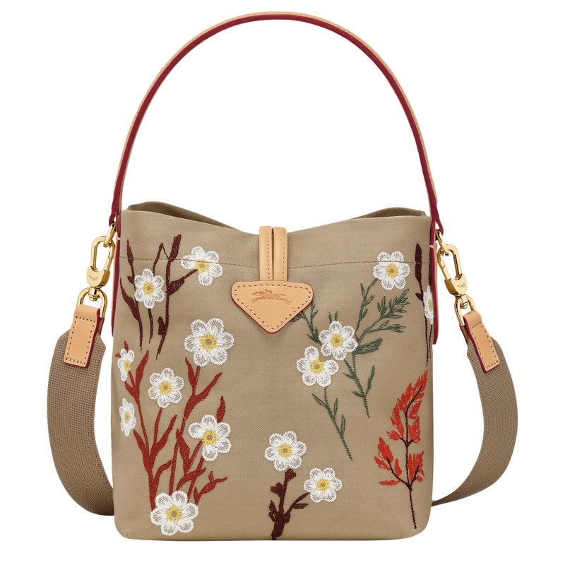 Oat Longchamp Le Roseau XS Bucket bag - Canvas Women Crossbody bags | 380145PQM