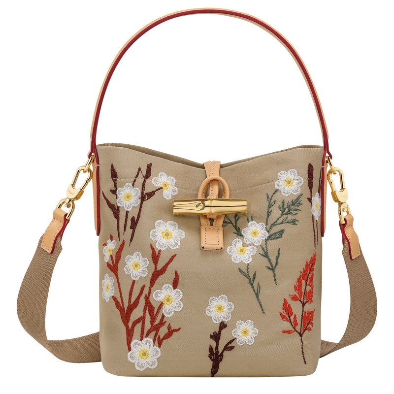 Oat Longchamp Le Roseau XS Bucket bag - Canvas Women Crossbody bags | 380145PQM