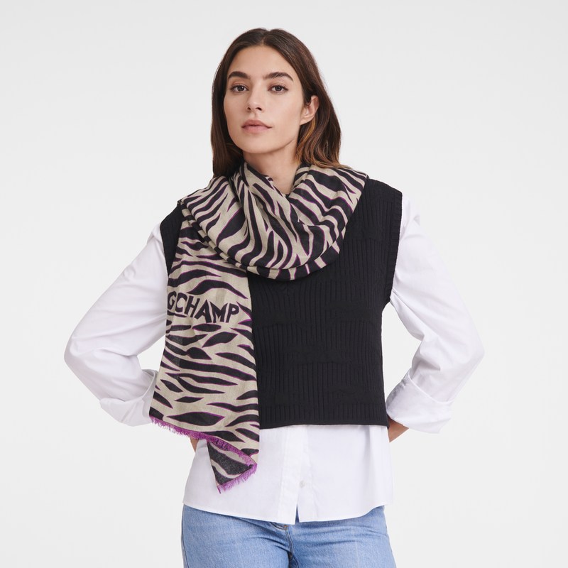 Oat Longchamp Tiger - Silk Blend Women Stoles | 852013DWM