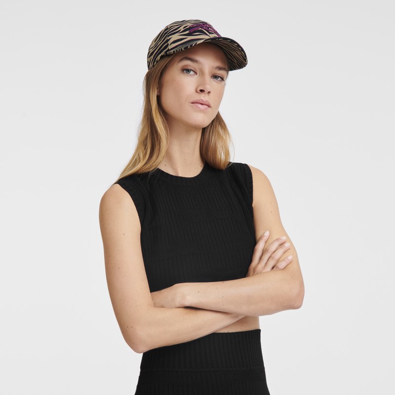 Oat Longchamp Tiger cap - Gabardine Women Caps & hats | 297506UVF