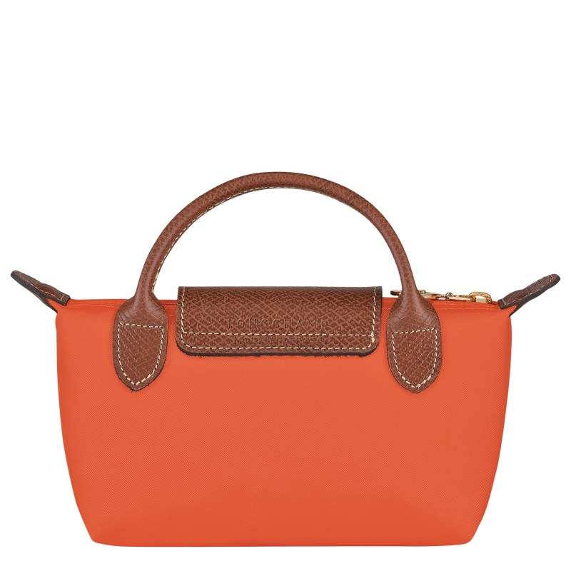 Orange Longchamp Le Pliage Original Pouch with handle - Recycled canvas Women Pouches & Cases | 375019HJC