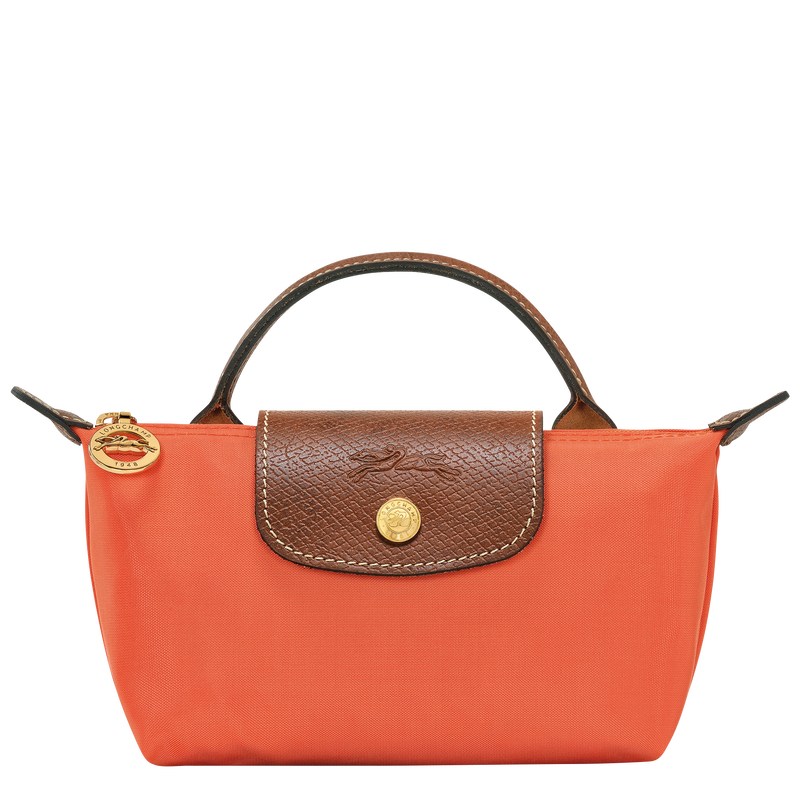 Orange Longchamp Le Pliage Original Pouch with handle - Recycled canvas Women Pouches & Cases | 375019HJC