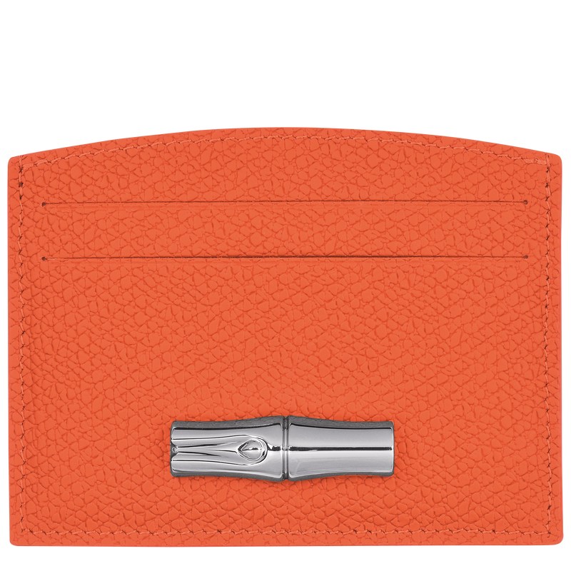 Orange Longchamp Le Roseau Card holder - Leather Women Cardholders & Coin purses | 273541TXF