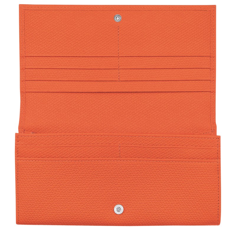 Orange Longchamp Le Roseau Continental - Leather Women Wallets | 804215GUV