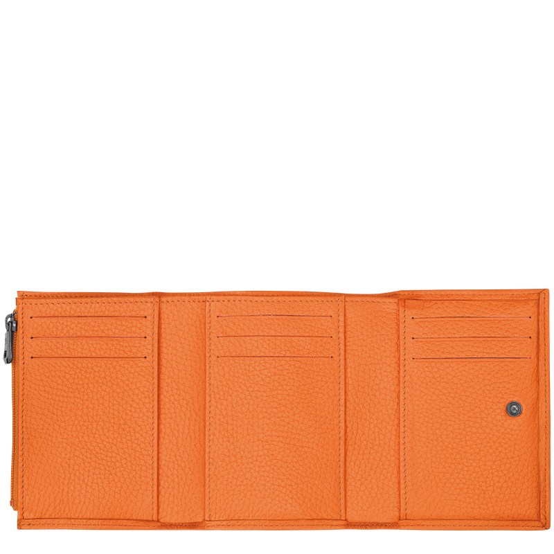 Orange Longchamp Le Roseau Essential - Leather Women Wallets | 560948DZJ