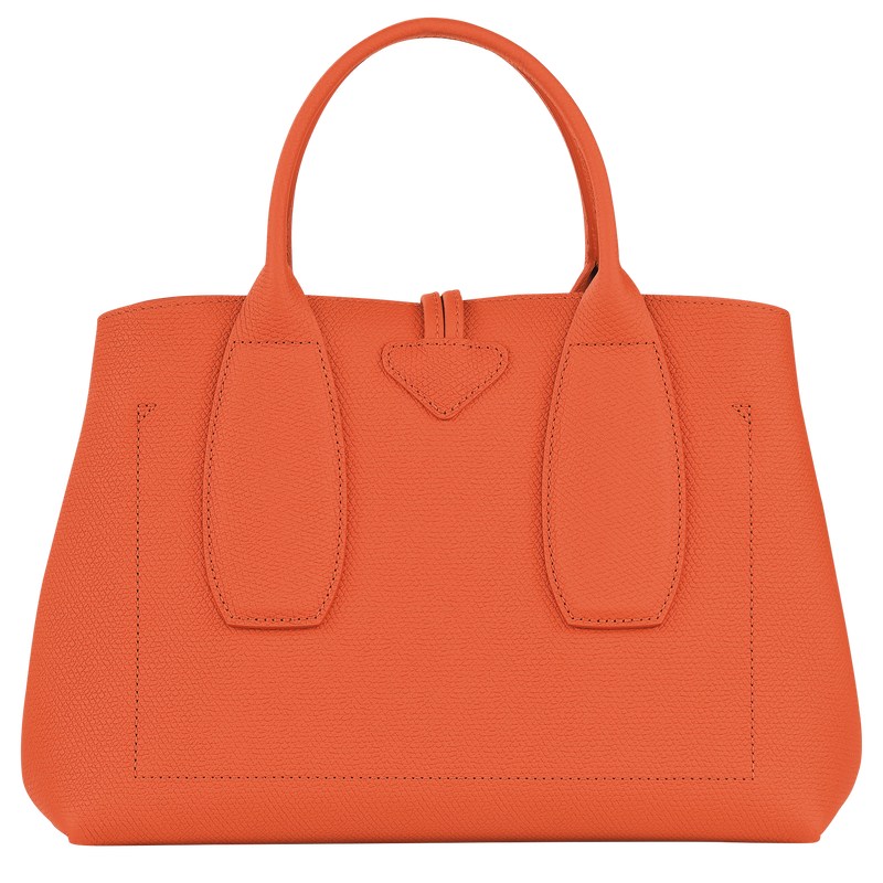 Orange Longchamp Le Roseau M - Leather Women Handbags | 961370PST