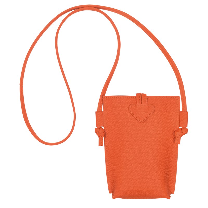 Orange Longchamp Le Roseau Phone case with lace - Leather Women Pouches & Cases | 195820QTX