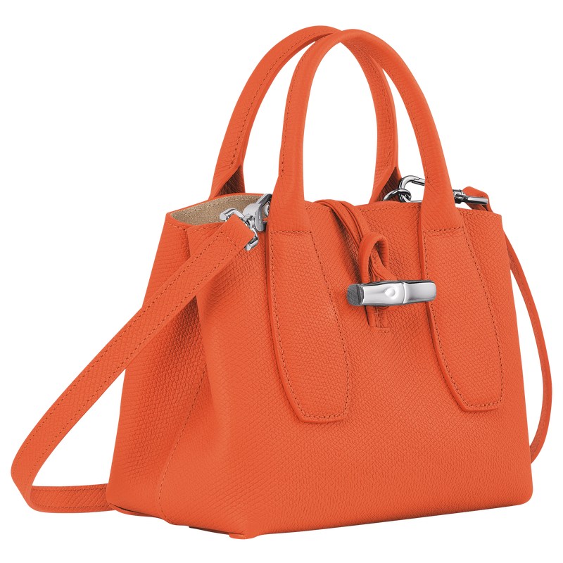 Orange Longchamp Le Roseau S - Leather Women Handbags | 683917KBG