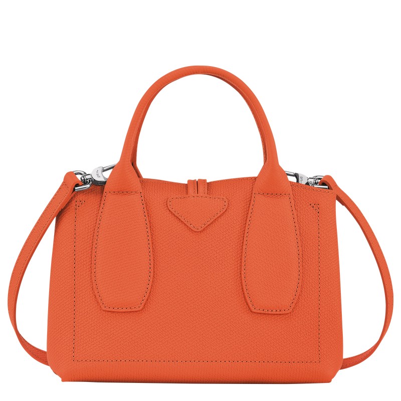 Orange Longchamp Le Roseau S - Leather Women Handbags | 683917KBG