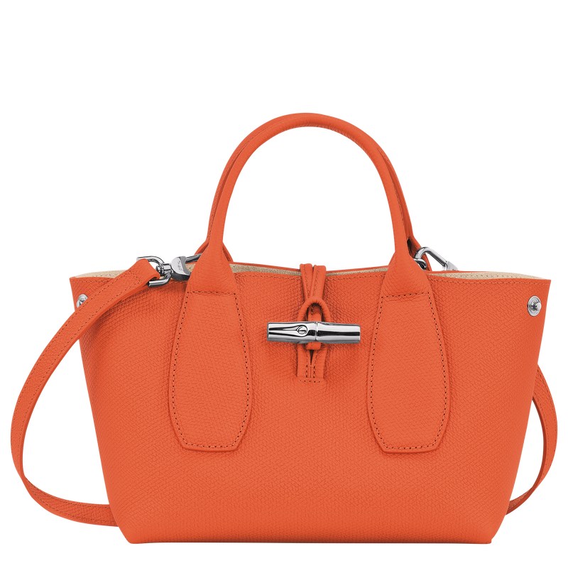 Orange Longchamp Le Roseau S - Leather Women Handbags | 683917KBG