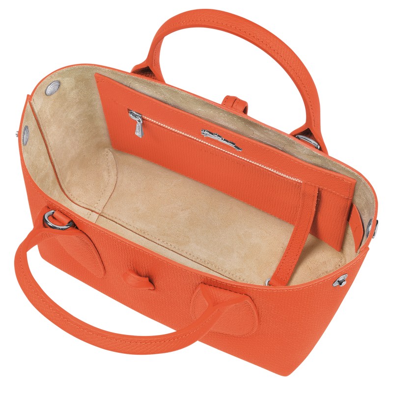 Orange Longchamp Le Roseau S - Leather Women Handbags | 683917KBG