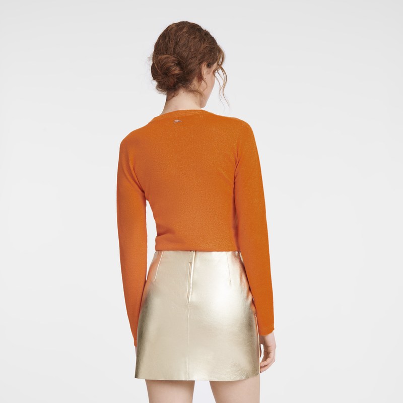 Orange Longchamp Sweater - Knit Women Tops & Blouses | 742069OYR