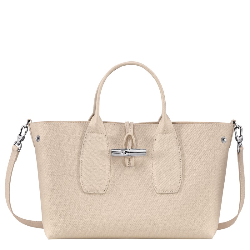 Paper Longchamp Le Roseau M - Leather Women Handbags | 129048VIC