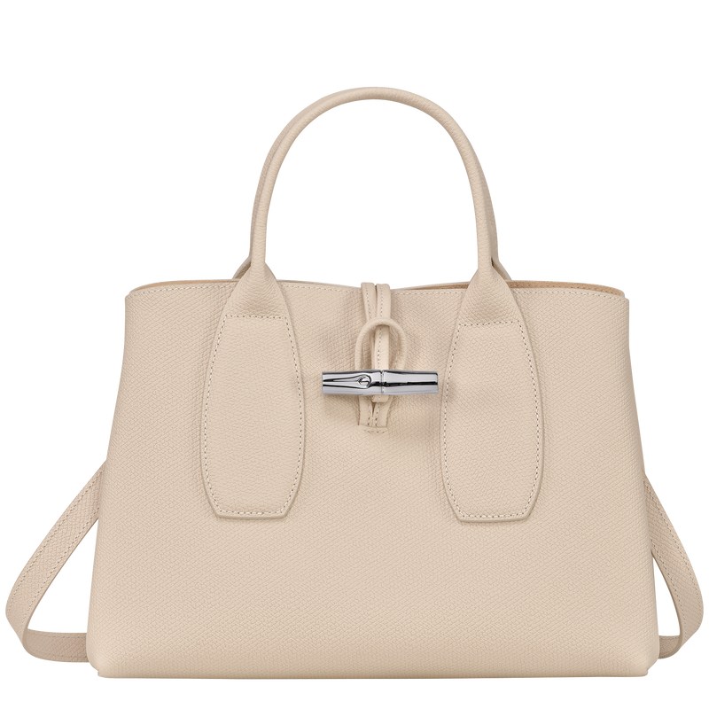 Paper Longchamp Le Roseau M - Leather Women Handbags | 129048VIC