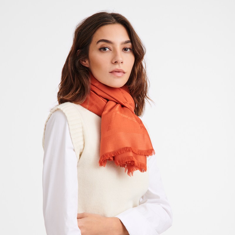 Paprika Longchamp Le Roseau Shawl - Silk Blend Women Stoles | 092417KUB