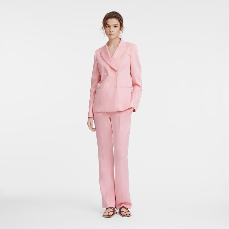 Pink Longchamp Jacket - Jersey Women Coats & Jackets | 946107QUP