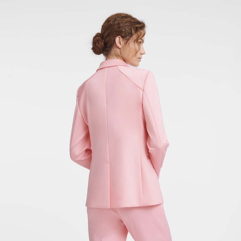 Pink Longchamp Jacket - Jersey Women Coats & Jackets | 946107QUP