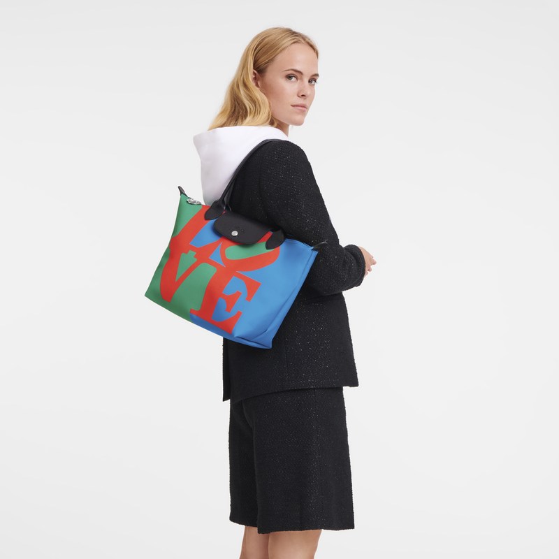 Red/Navy Longchamp x Robert Indiana M - Canvas Women Shoulder bags | 924308BWR