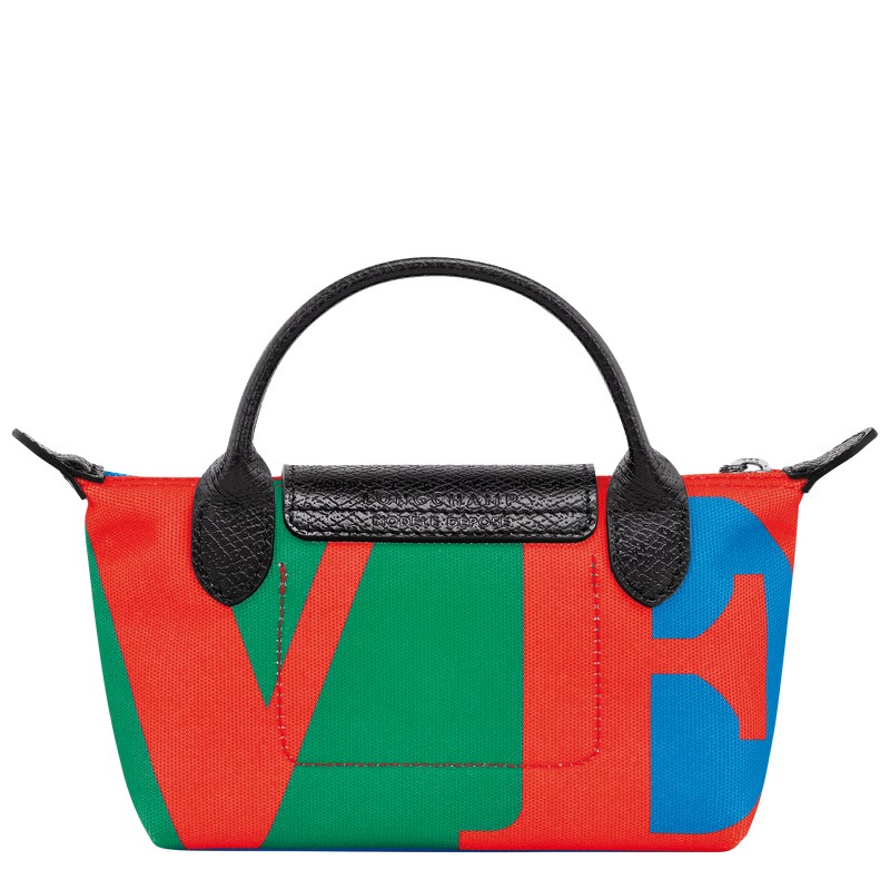 Red/Navy Longchamp x Robert Indiana Pouch - Canvas Women Pouches & Cases | 065247POU