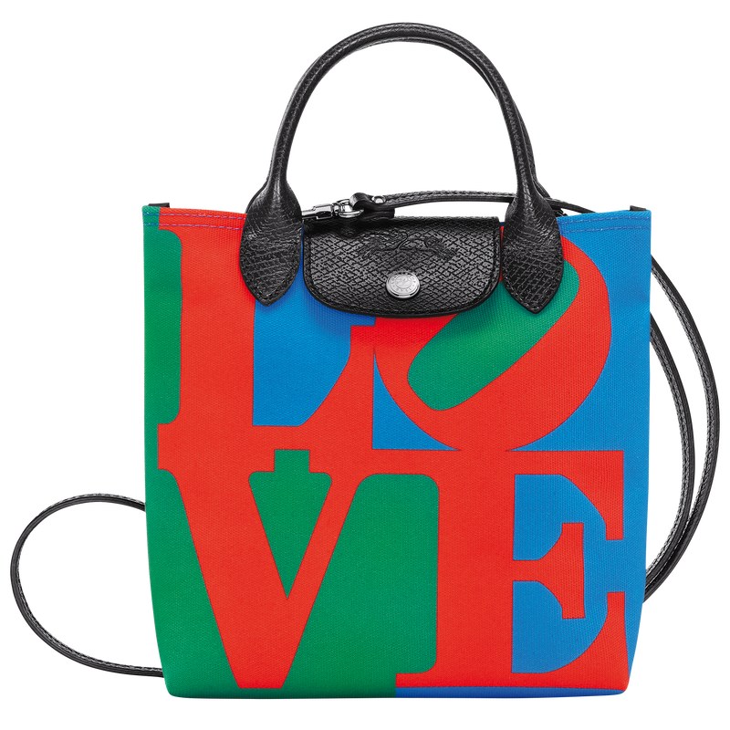 Red/Navy Longchamp x Robert Indiana XS Crossbody - Canvas Women Handbags | 329645EKD