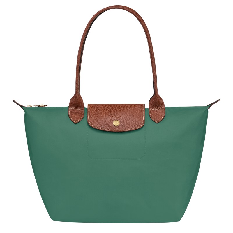 Sage Longchamp Le Pliage Original M - Recycled canvas Women Shoulder bags | 415078UDG