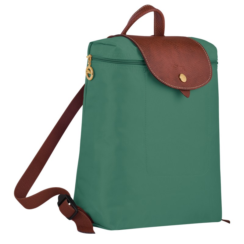 Sage Longchamp Le Pliage Original M - Recycled canvas Women Backpacks | 965120QMF