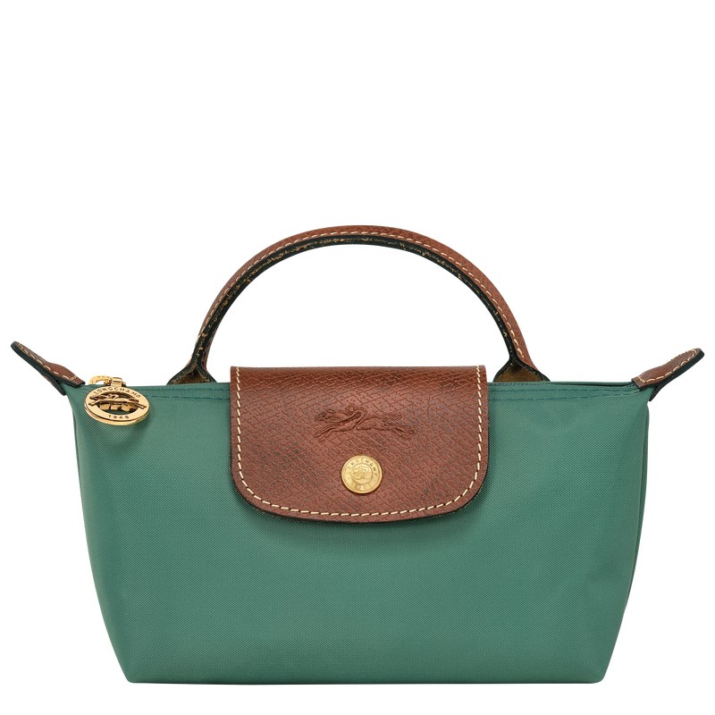 Sage Longchamp Le Pliage Original Pouch with handle - Recycled canvas Women Pouches & Cases | 629740BPU