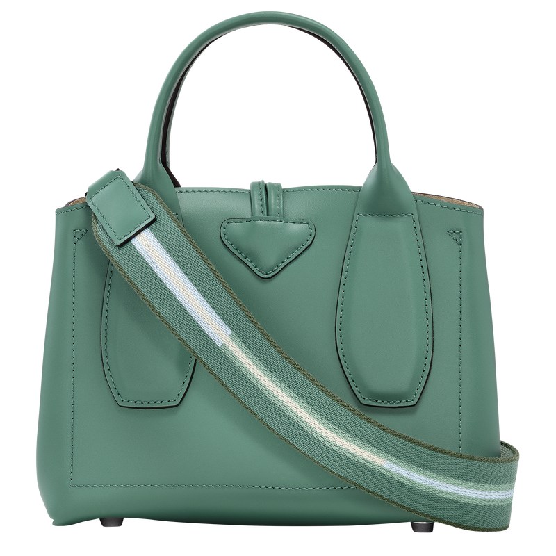 Sage Longchamp Le Roseau S - Leather Women Handbags | 436057WGB