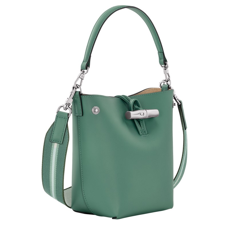 Sage Longchamp Le Roseau XS Bucket bag - Leather Women Crossbody bags | 319547UOD