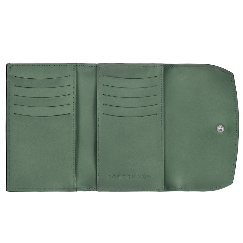 Sage Longchamp Le Roseau - Leather Women Wallets | 314987LQX