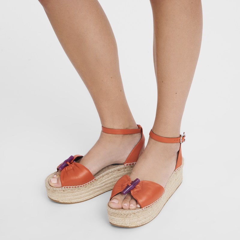 Sienna Longchamp Le Roseau Wedge espadrilles - Leather Women Sandals | 541390CVF