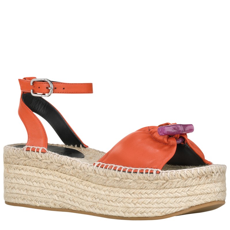 Sienna Longchamp Le Roseau Wedge espadrilles - Leather Women Sandals | 541390CVF