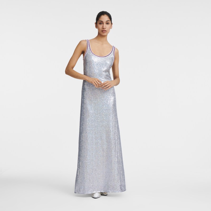 Silver Longchamp Long dress - Sequin Women Dresses & Skirts | 397081AWH