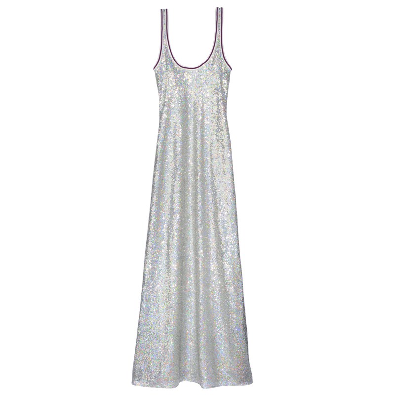 Silver Longchamp Long dress - Sequin Women Dresses & Skirts | 397081AWH