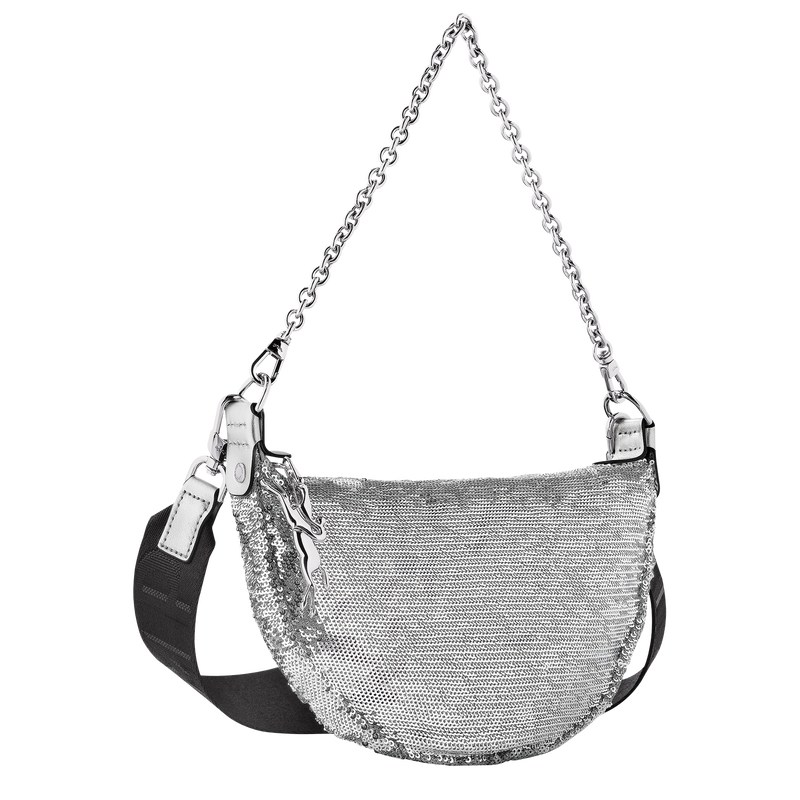 Silver Longchamp Smile S Crossbody bag - Canvas Women Crossbody bags | 574869XQY