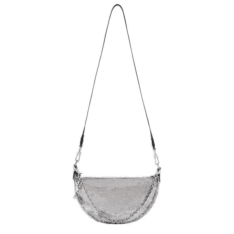 Silver Longchamp Smile S Crossbody bag - Canvas Women Crossbody bags | 574869XQY