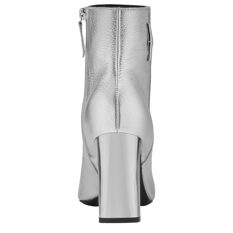 Silvery Longchamp Métal - Leather Women Boots & Booties | 310476KSN