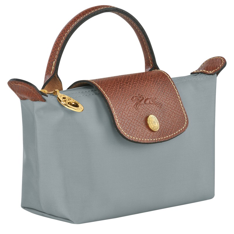 Steel Longchamp Le Pliage Original Pouch with handle - Recycled canvas Women Pouches & Cases | 619452FXE