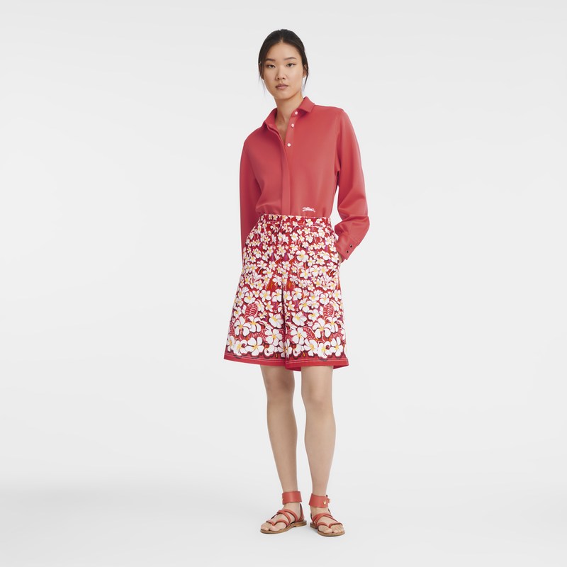 Strawberry Longchamp Bermuda shorts - Gabardine Women Trousers & shorts | 852069TLA