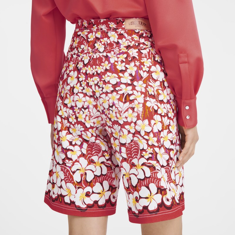 Strawberry Longchamp Bermuda shorts - Gabardine Women Trousers & shorts | 852069TLA