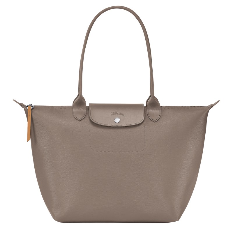 Taupe Longchamp Le Pliage City L - Canvas Women Shoulder bags | 520789ACK