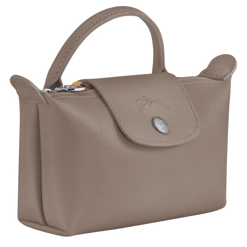 Taupe Longchamp Le Pliage City Pouch with handle - Canvas Women Pouches & Cases | 261493OQE