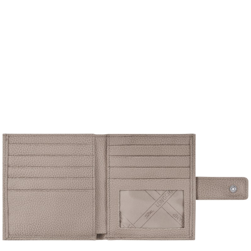 Turtledove Longchamp Le Foulonné Compact - Leather Women Wallets | 170836ZSH