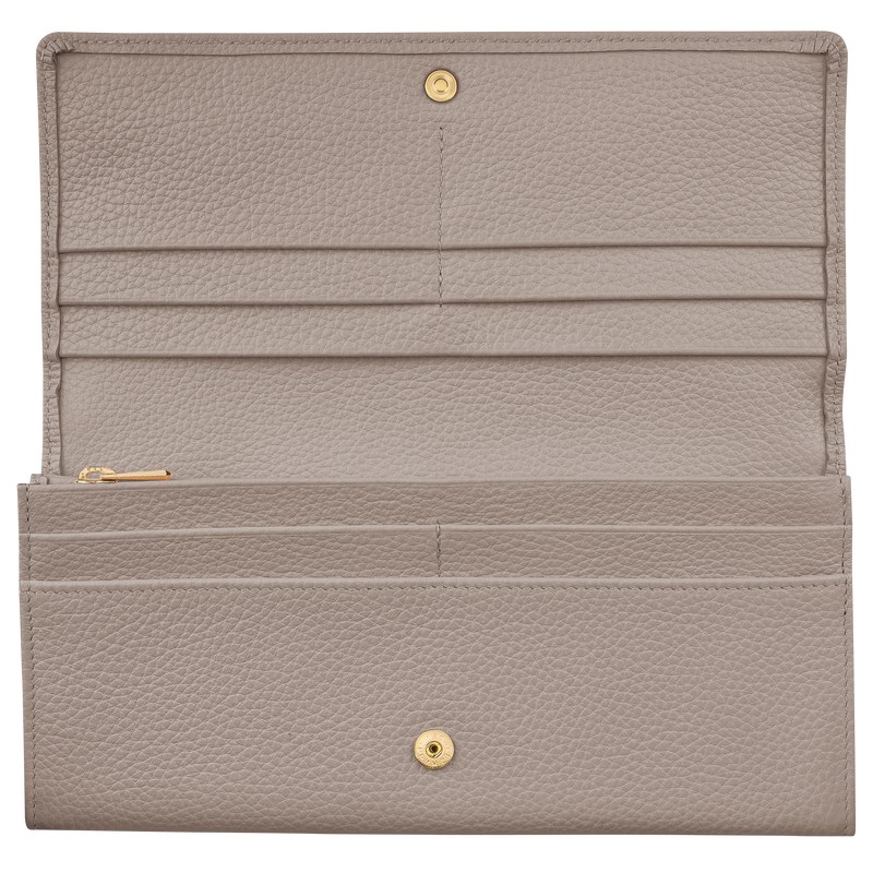 Turtledove Longchamp Le Foulonné Continental - Leather Women Wallets | 187254HPR